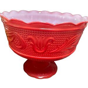 Vintage‎ E.O. Brody Red Milk Glass Candy Dish Bowl MCM